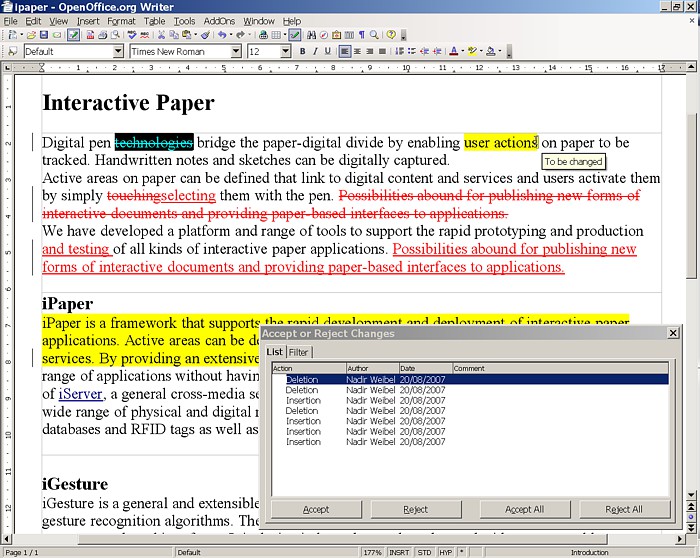 PaperProof OpenOffice digital document