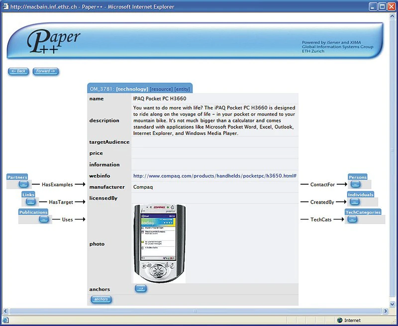 Result page with metadata